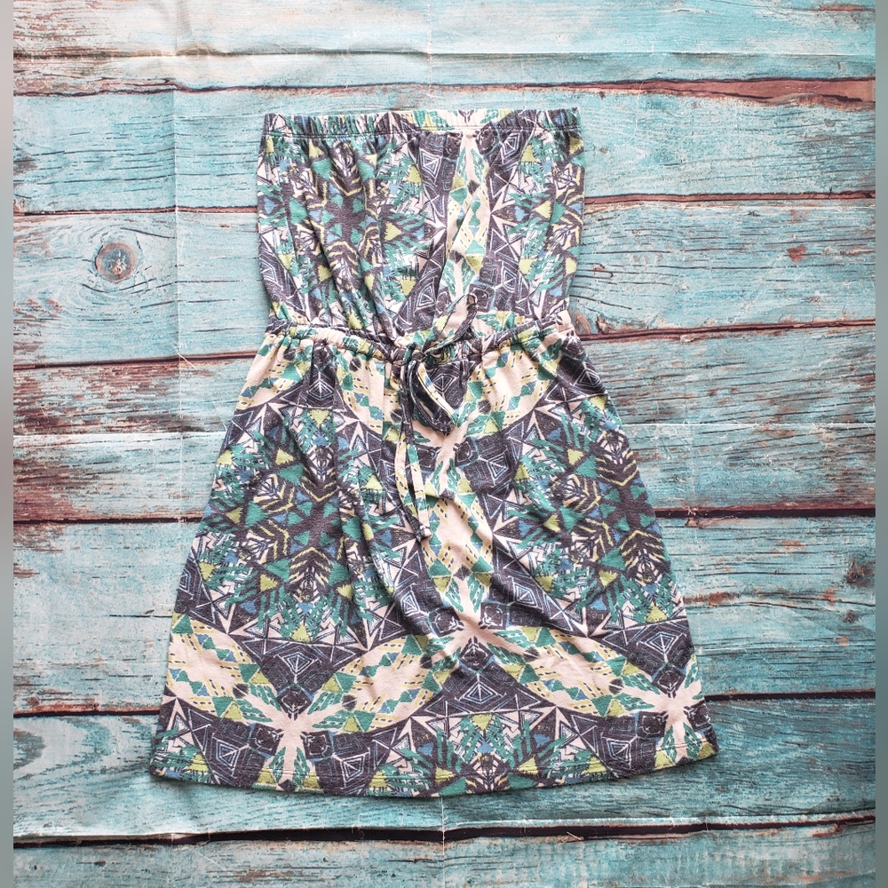 Mossimo Boho Abstract Print Strapless Dress Size Small
